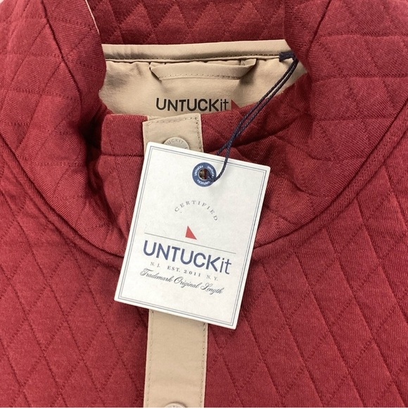 UNTUCKit Men’s Carufe Quarter 1/4 Snap Pullover Burgundy Quilted XX-large NWT - Picture 8 of 9